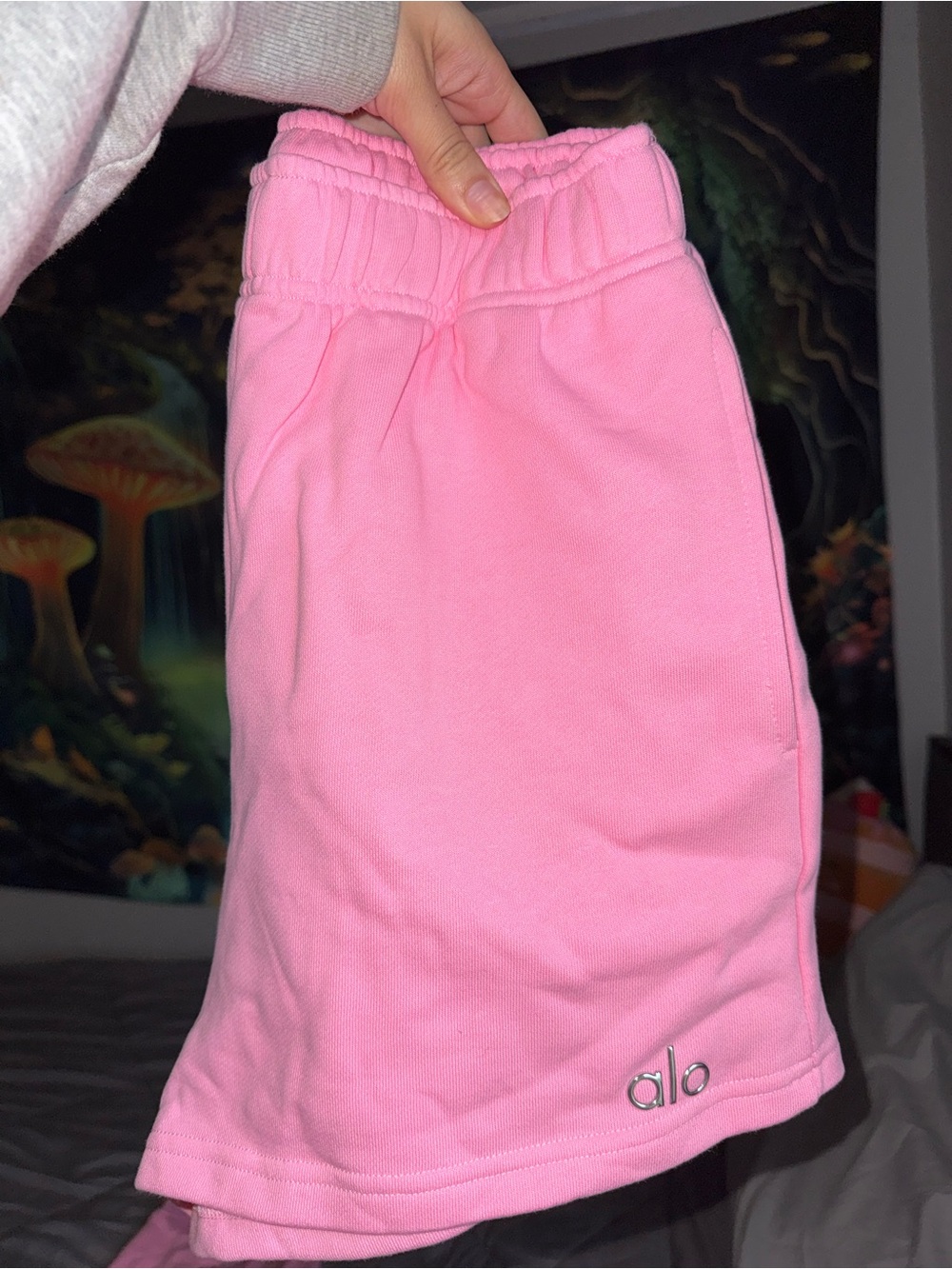 ALO Cropped Sweatshirt & shorts- PINK - Picture 2 of 3